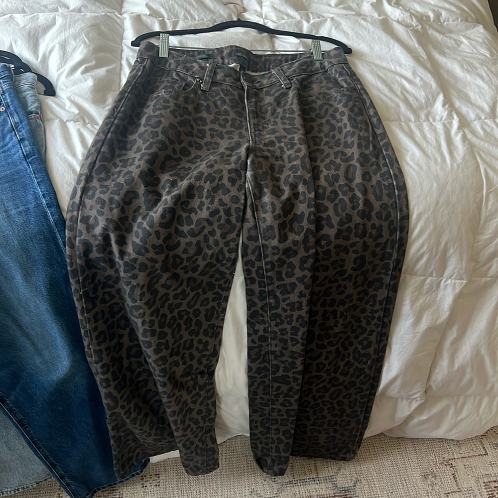 Baggy cheetah print jeans.